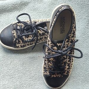 Michael Kors Black and Tan Logo Sneakers
